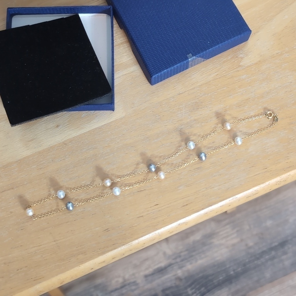 14kt Gold with Mixed Pearls Necklace - Picture 5 of 5